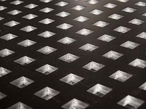 Sheets perforated with square holes